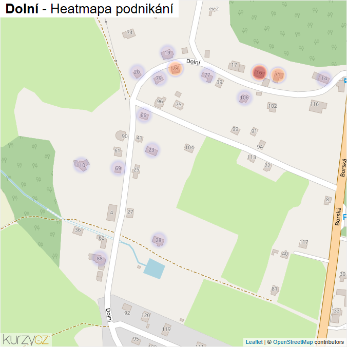 Mapa Dolní - Firmy v ulici.