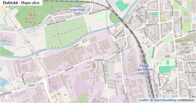 Dubická - mapa ulice