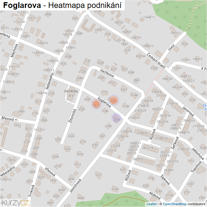 Mapa Foglarova - Firmy v ulici.