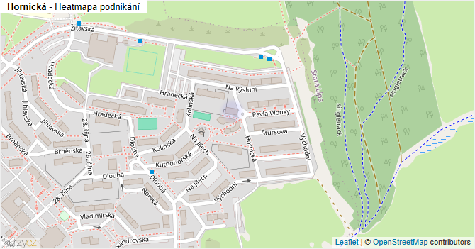 Hornická - mapa podnikání