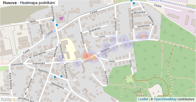 Husova - mapa podnikání