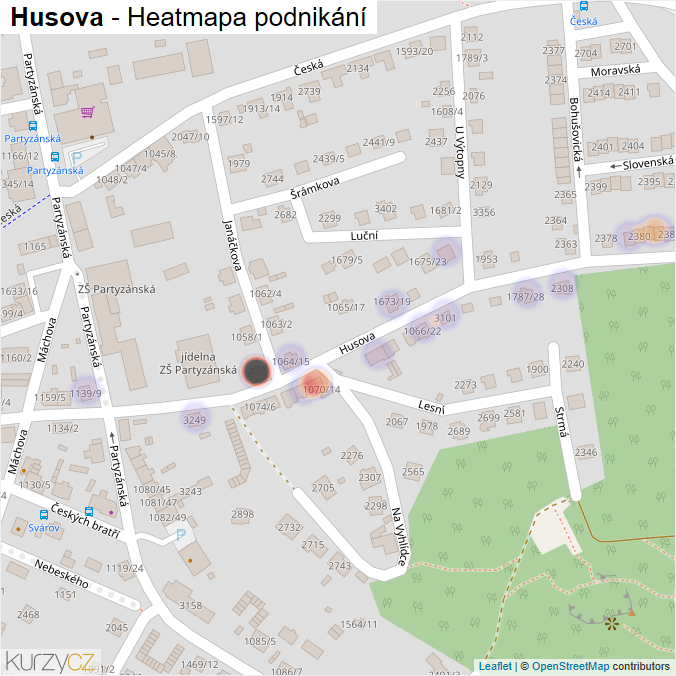 Mapa Husova - Firmy v ulici.