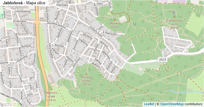 Jabloňová - mapa ulice