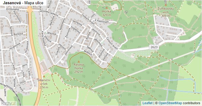 Jasanová - mapa ulice