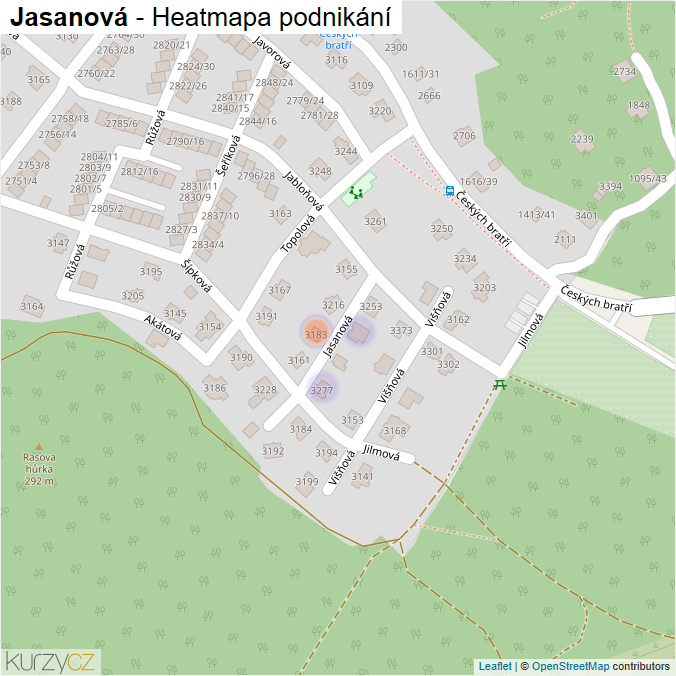 Mapa Jasanová - Firmy v ulici.