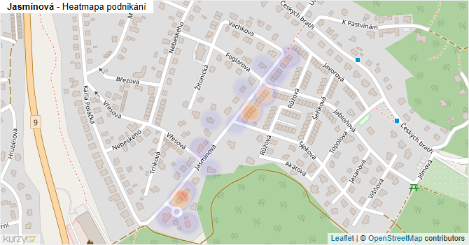 Jasmínová - mapa podnikání