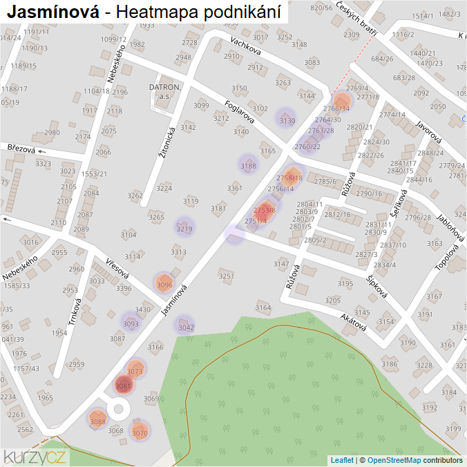 Mapa Jasmínová - Firmy v ulici.
