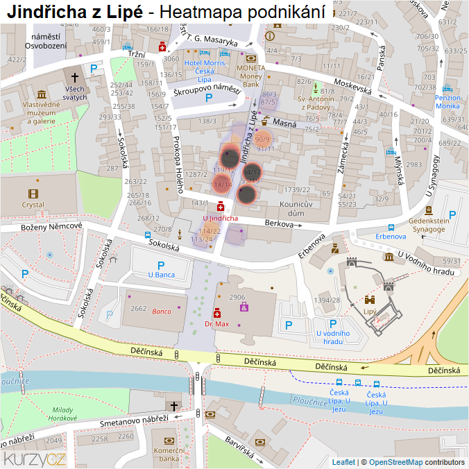 Mapa Jindřicha z Lipé - Firmy v ulici.