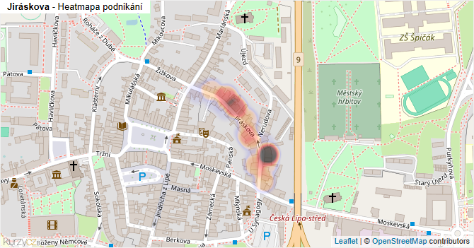 Jiráskova - mapa podnikání