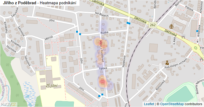 Jiřího z Poděbrad - mapa podnikání