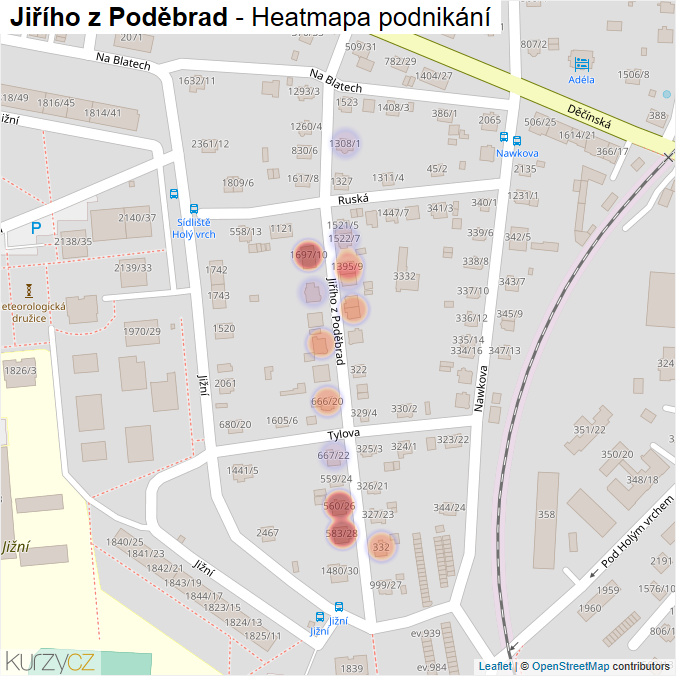 Mapa Jiřího z Poděbrad - Firmy v ulici.
