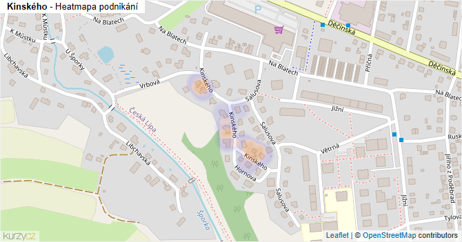 Kinského - mapa podnikání