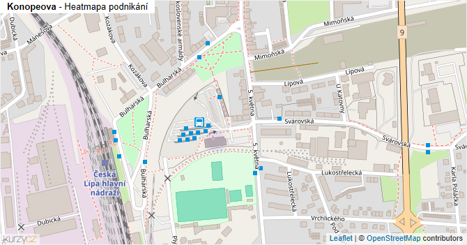 Konopeova - mapa podnikání