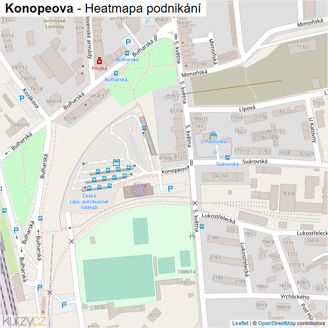 Mapa Konopeova - Firmy v ulici.