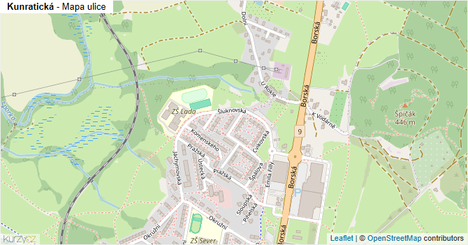 Kunratická - mapa ulice