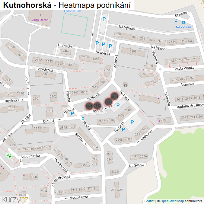 Mapa Kutnohorská - Firmy v ulici.
