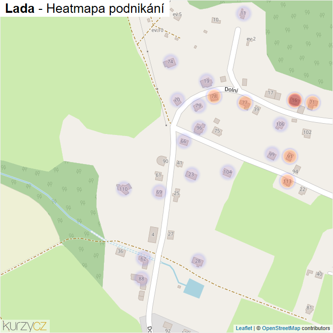 Mapa Lada - Firmy v části obce.