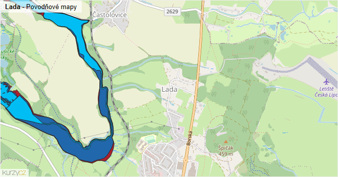 Lada - záplavové mapy stoleté vody