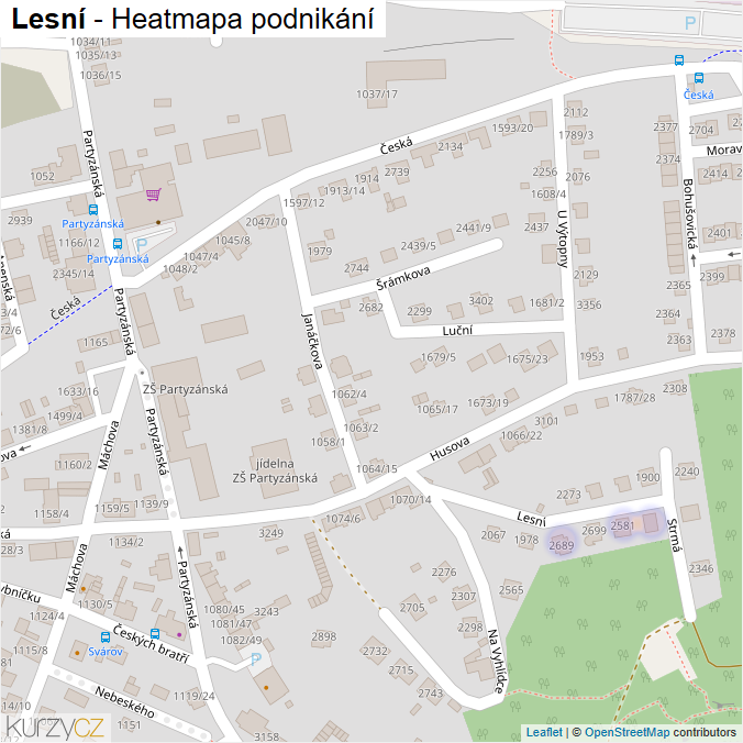 Mapa Lesní - Firmy v ulici.