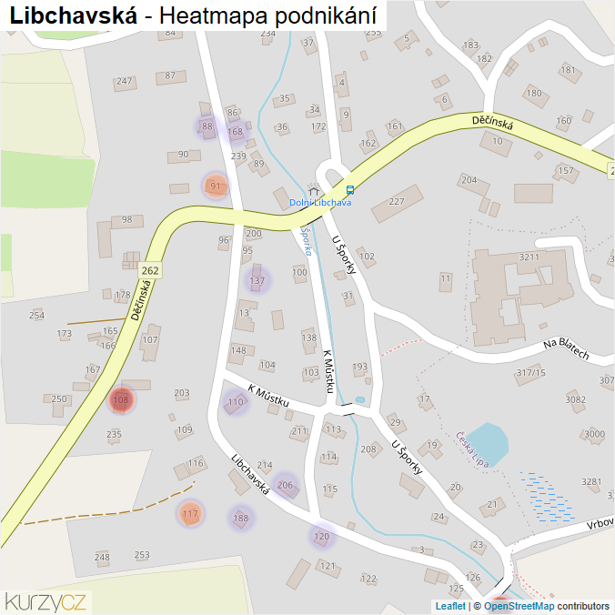 Mapa Libchavská - Firmy v ulici.