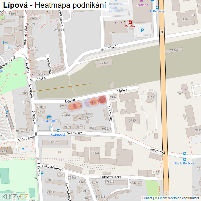 Mapa Lípová - Firmy v ulici.
