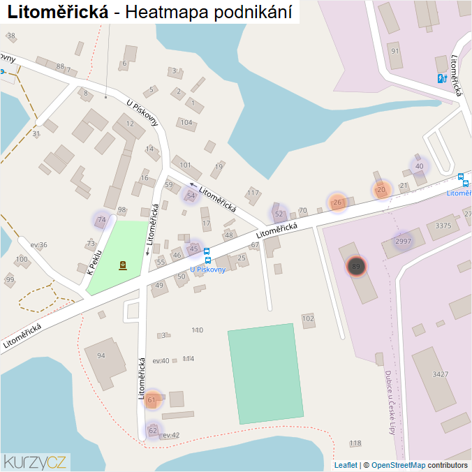 Mapa Litoměřická - Firmy v ulici.