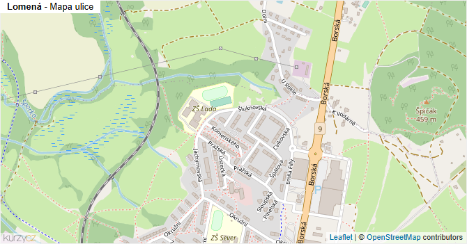 Lomená - mapa ulice