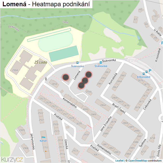 Mapa Lomená - Firmy v ulici.