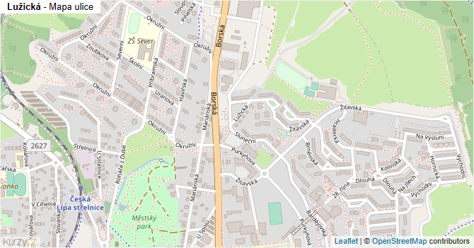 Lužická - mapa ulice