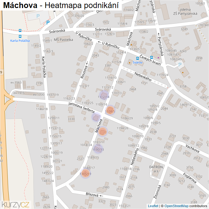 Mapa Máchova - Firmy v ulici.