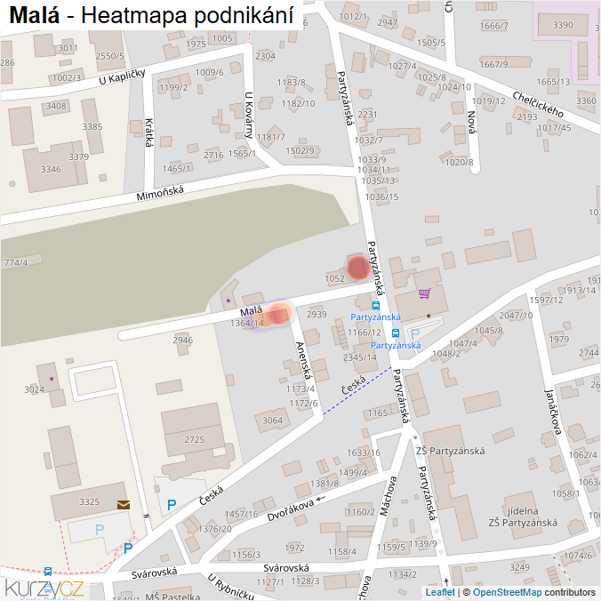 Mapa Malá - Firmy v ulici.