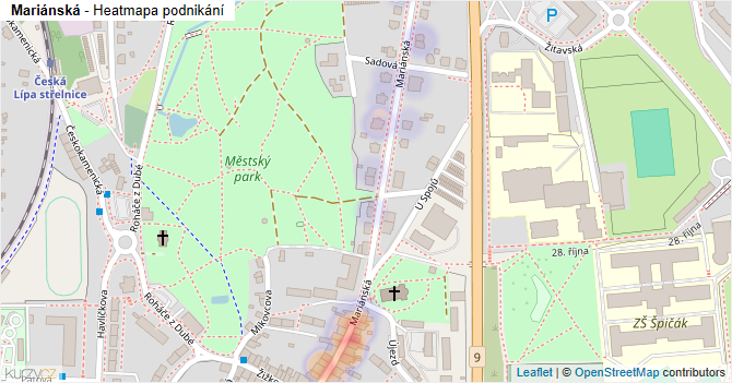 Mariánská - mapa podnikání