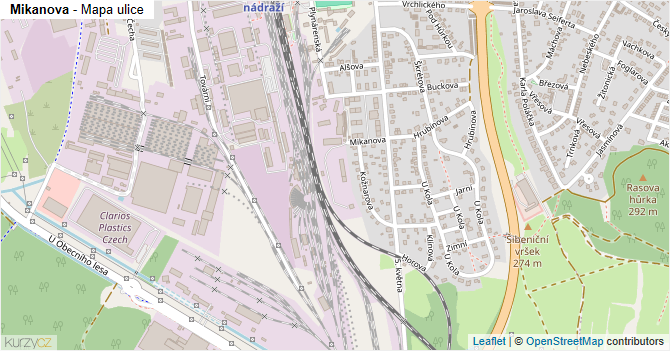 Mikanova - mapa ulice