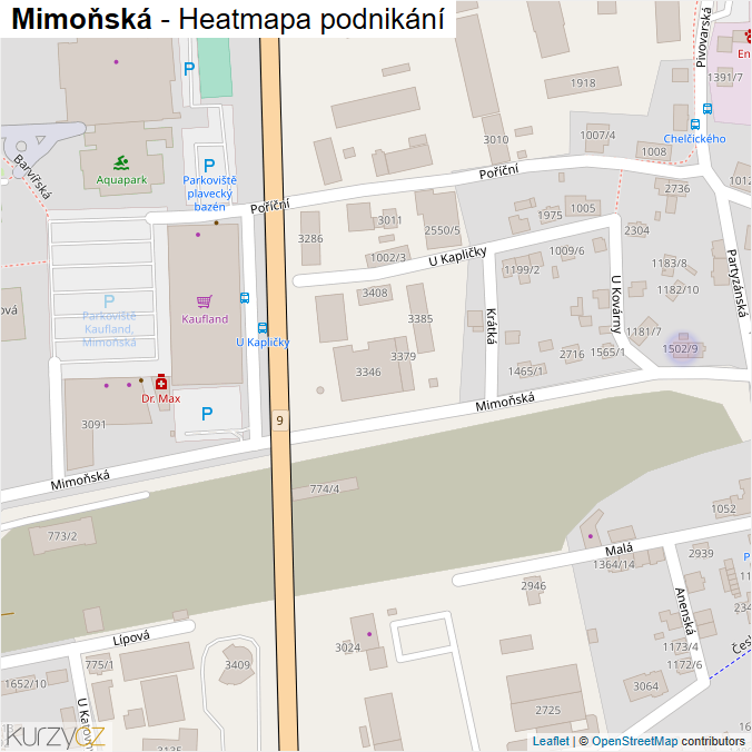 Mapa Mimoňská - Firmy v ulici.