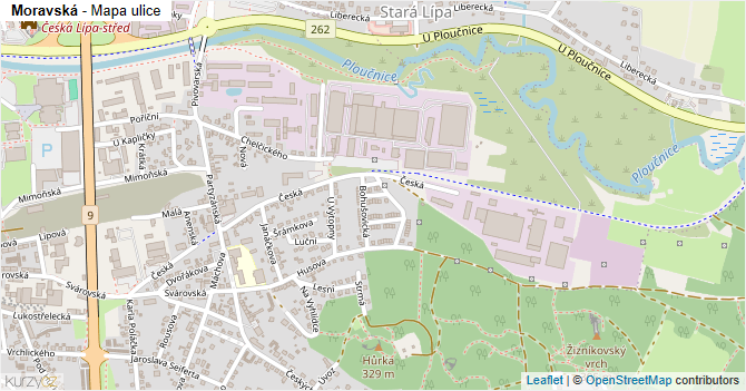 Moravská - mapa ulice
