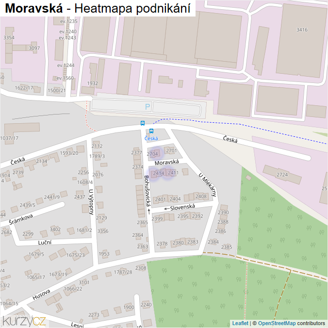 Mapa Moravská - Firmy v ulici.