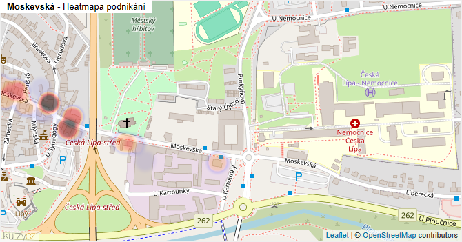 Moskevská - mapa podnikání