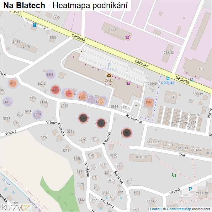 Mapa Na Blatech - Firmy v ulici.