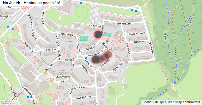 Na Jílech - mapa podnikání