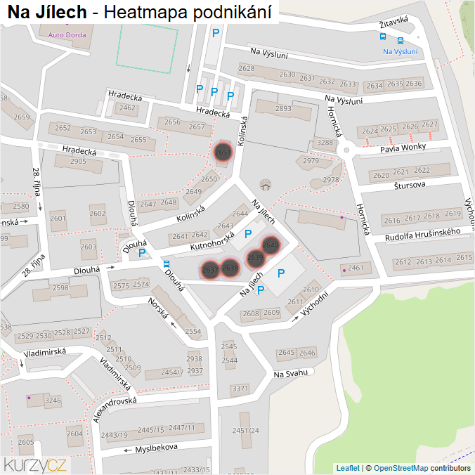 Mapa Na Jílech - Firmy v ulici.
