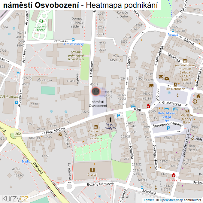 Mapa náměstí Osvobození - Firmy v ulici.