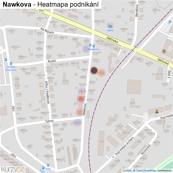 Mapa Nawkova - Firmy v ulici.