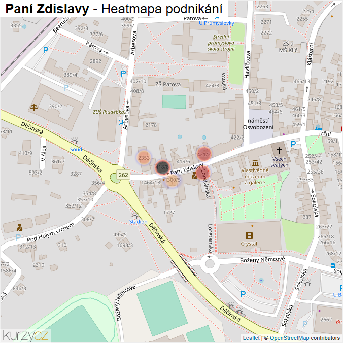 Mapa Paní Zdislavy - Firmy v ulici.