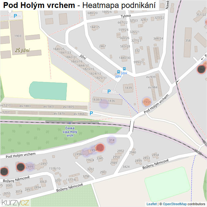 Mapa Pod Holým vrchem - Firmy v ulici.