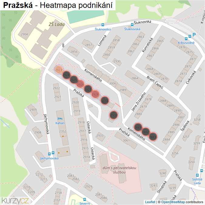 Mapa Pražská - Firmy v ulici.