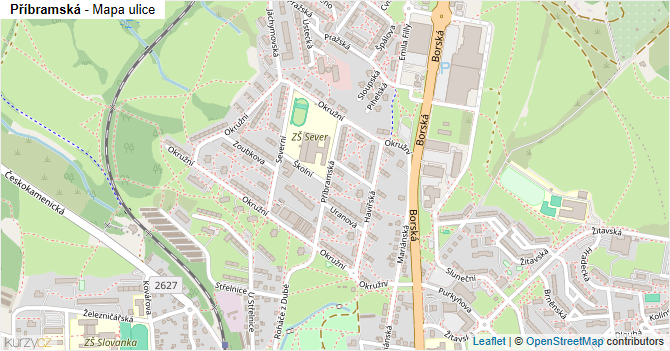 Příbramská - mapa ulice