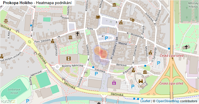 Prokopa Holého - mapa podnikání