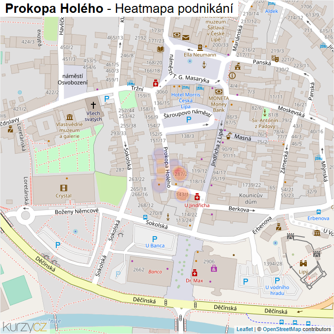 Mapa Prokopa Holého - Firmy v ulici.