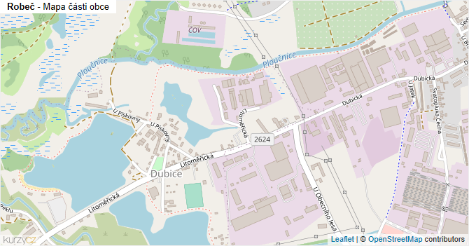 Robeč - mapa části obce