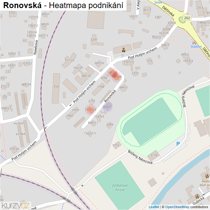 Mapa Ronovská - Firmy v ulici.